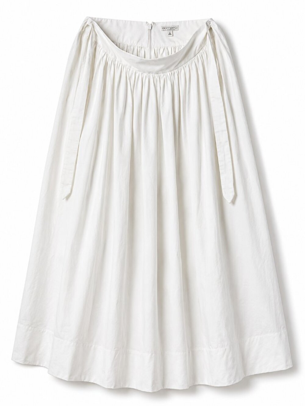 Eva Mendes White Cotton Poplin Maxi Skirt Size 8 High-Waisted Full Skirt